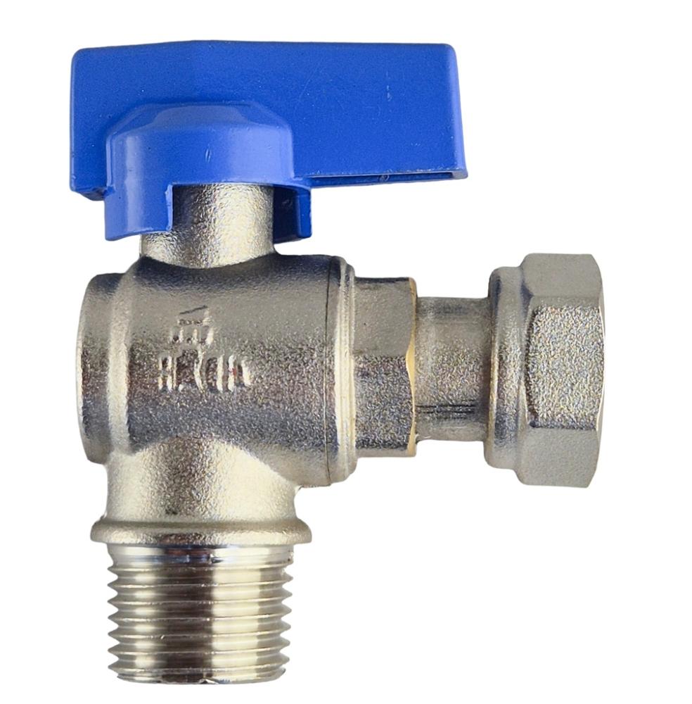 haakse kogelkraan 1/2" bsp wartelmoer (kort) x 1/2" bspt buitendraad, blauwe hendel