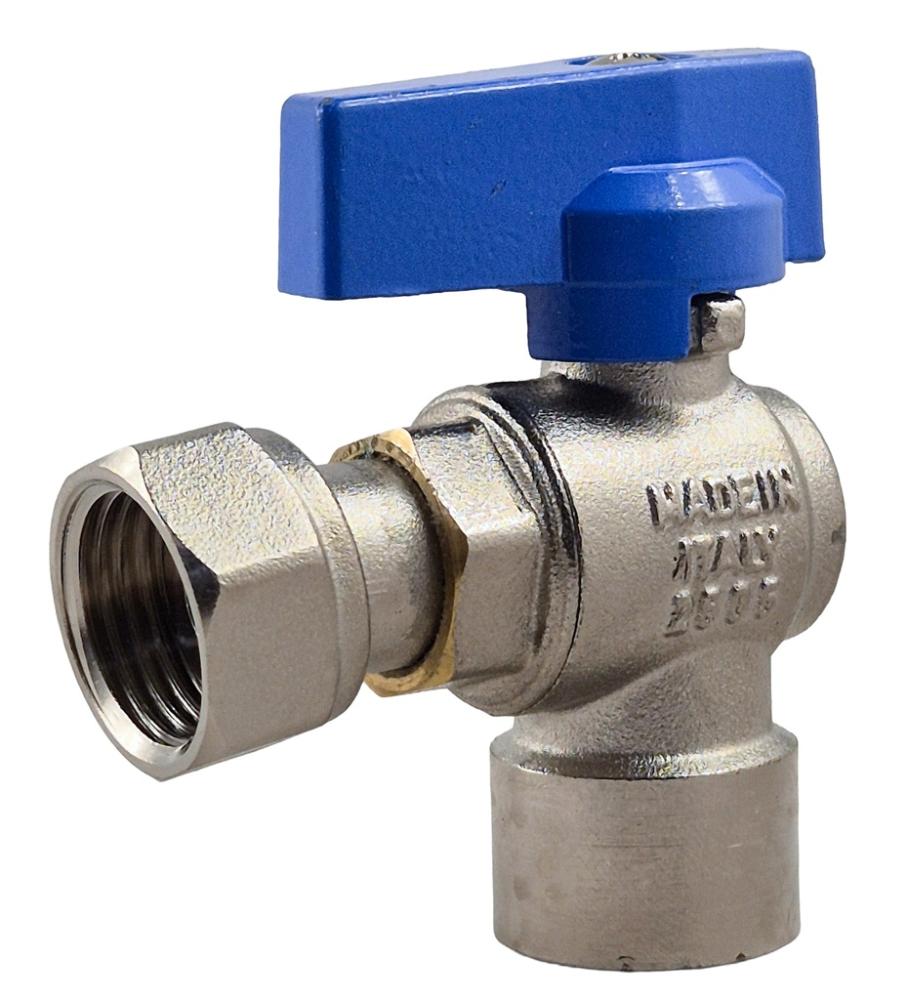 haakse kogelkraan 1/2" bsp wartelmoer x 1/2" bsp binnendraad, blauwe hendel