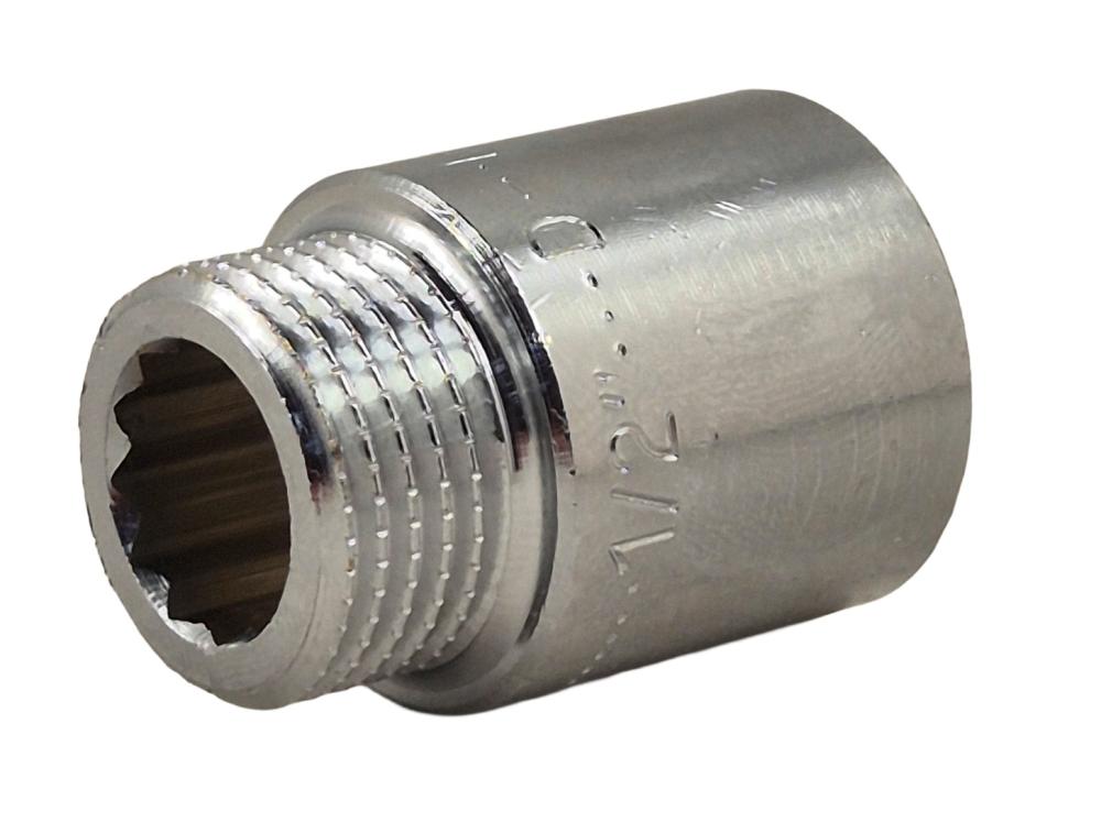 verchroomd kraanverlengstuk 1/2" bsp, l = 25 mm