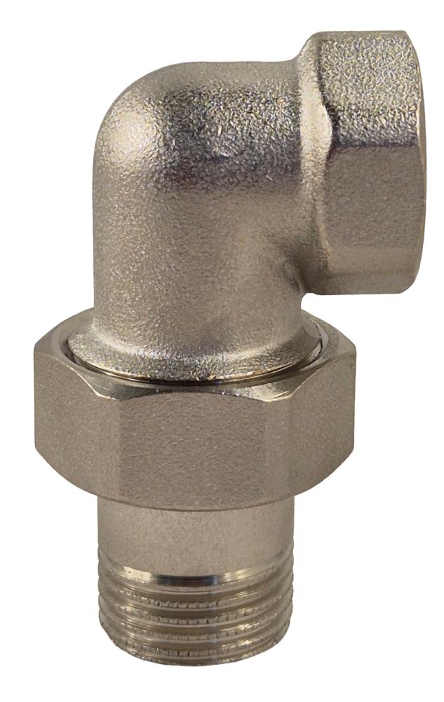 vernikkelde haakse driedelige koppeling 1/2" bsp