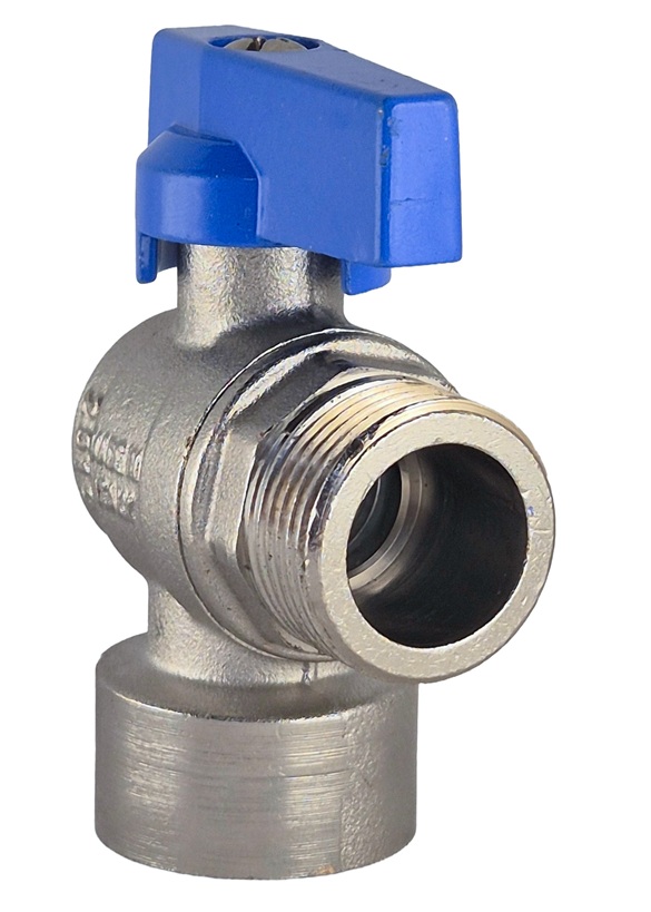 haakse kogelkraan 3/4" bsp buitendraad (extra dikke zitting) x 3/4" bsp binnendraad, blauwe hendel