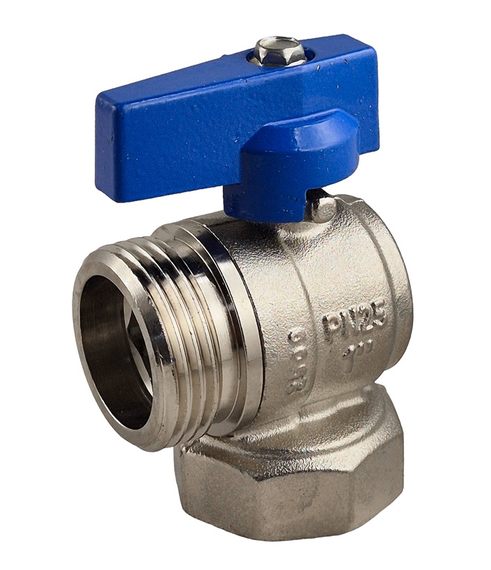 haakse kogelkraan 1" bsp buitendraad x binnendraad, blauwe hendel