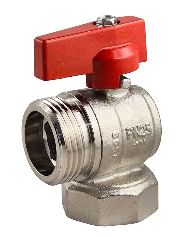 haakse kogelkraan 1" bsp buitendraad x binnendraad, rode hendel