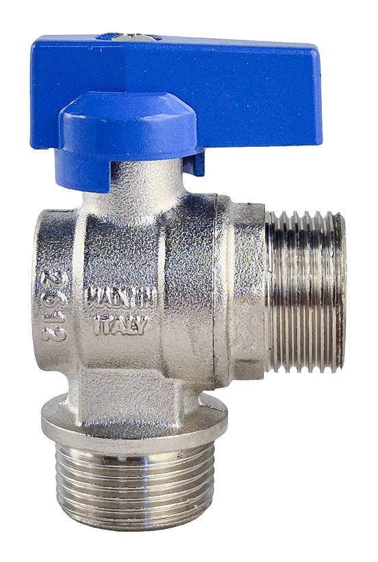 haakse kogelkraan 3/4" bsp buitendraad (extra dikke zitting), blauwe hendel